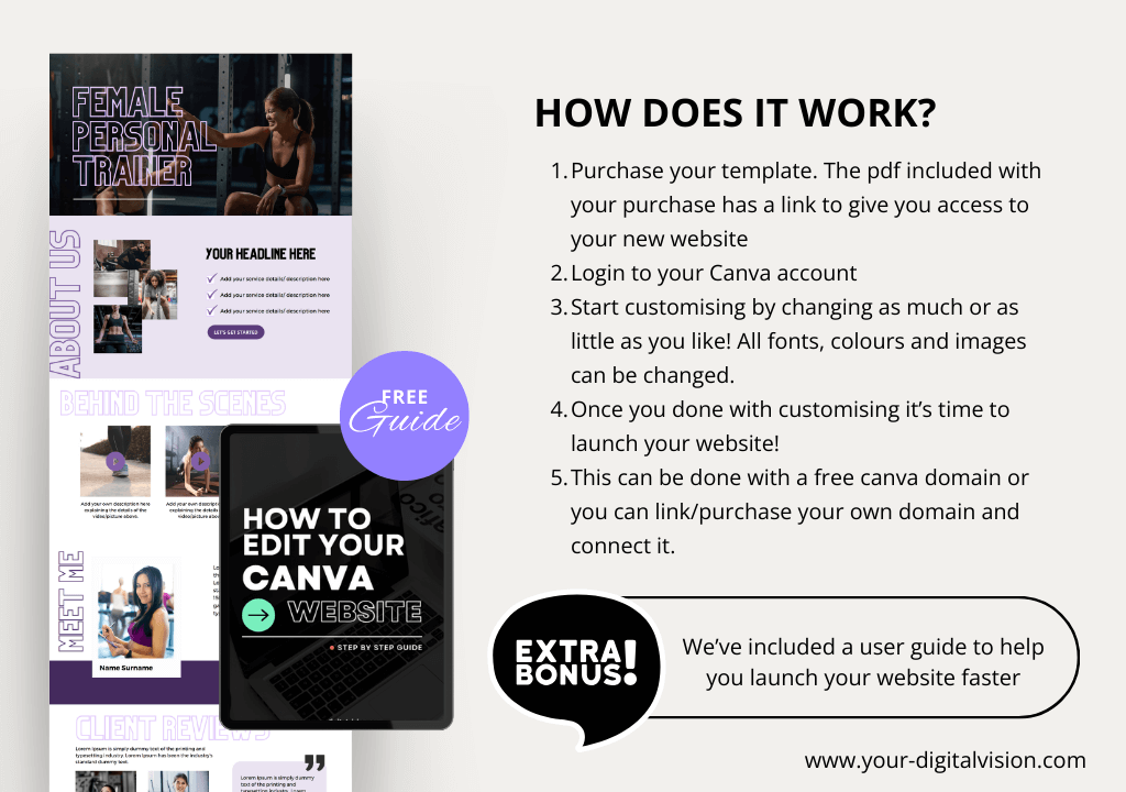 Personal trainer canva website + FREE guide - Image 3