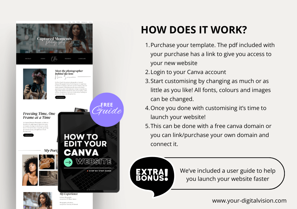Photographer Canva website + FREE guide - Image 3