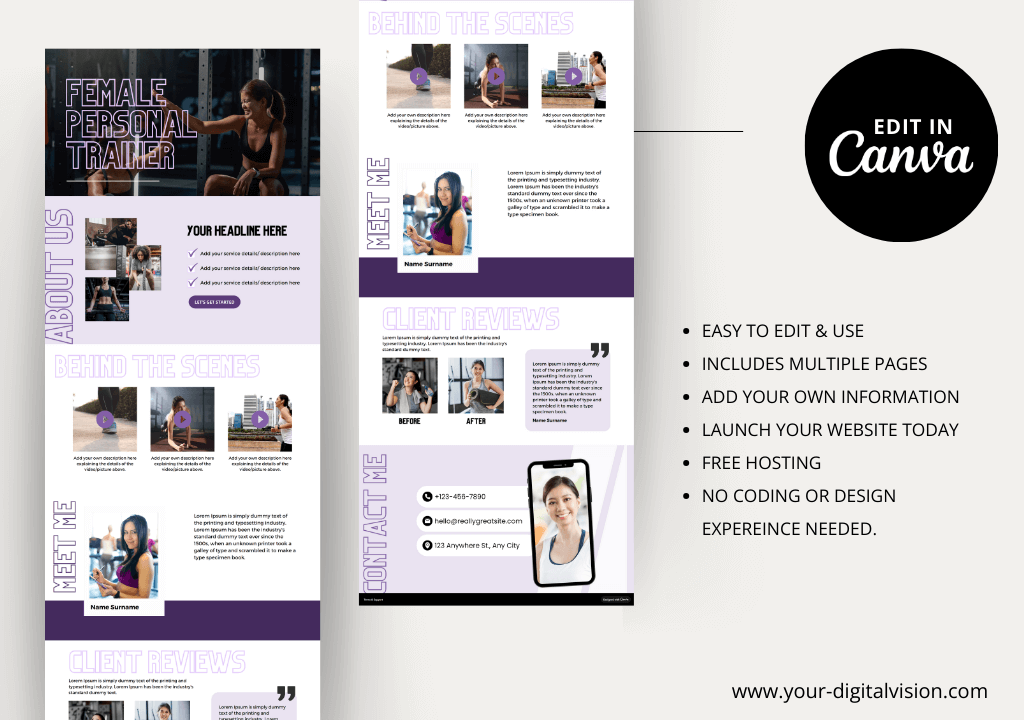 Personal trainer canva website + FREE guide - Image 2