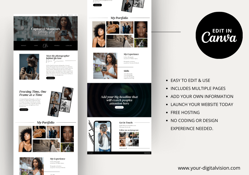 Photographer Canva website + FREE guide - Image 2