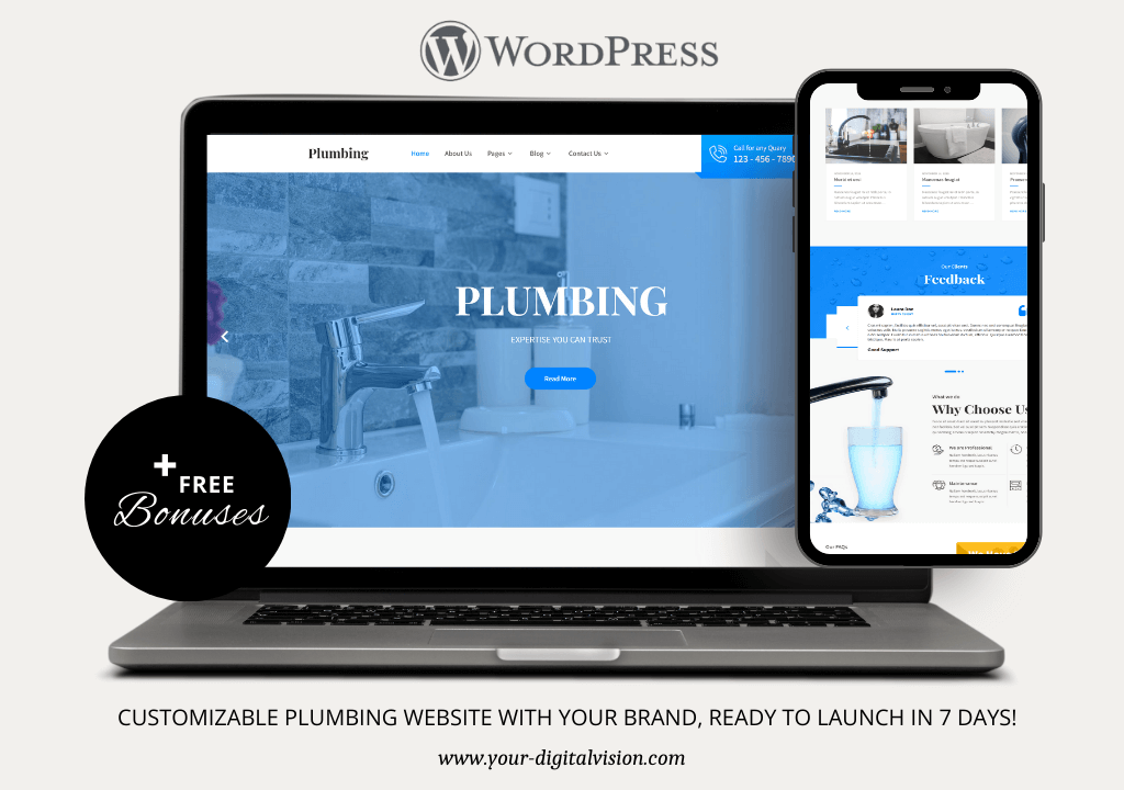 Plumbing WordPress website template Your Digital Vision Creative Agency